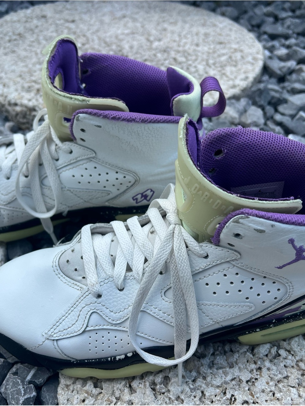 Jordan Nike Kids High-Top Sneakers - White, Purple